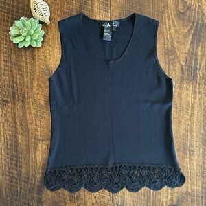 J.A.C. | Vintage Black Scoop-neck Tank Top with Crochet Trim, NWT